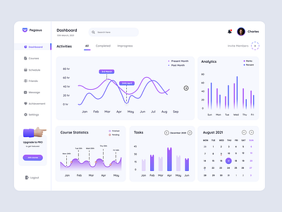 Course Dashboard Light Theme UI - Desktop application