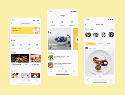 Food delivery app - Tab Screens application design graphic design illustration ios light theme mobile trending ui ux
