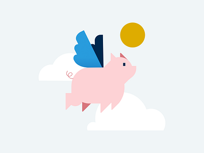 When pig's fly... cheeky cloud fantasy flying illustration pig sky
