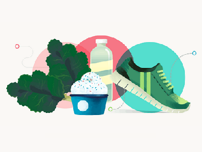 Health & Fitness colorful fun icon illustration