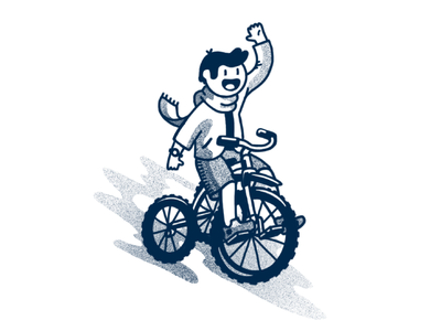 bike boi bike fun funny illustration kid procreate scarf tricycle