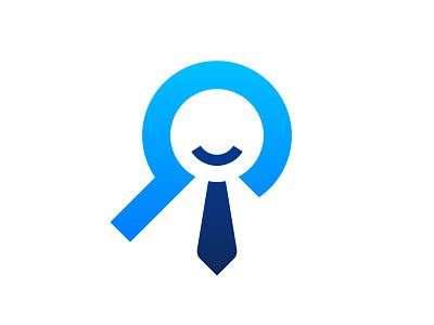 ApplyToMe - Logo Symbol blue branding clean design grid logo magnifying glass minimal smile tie
