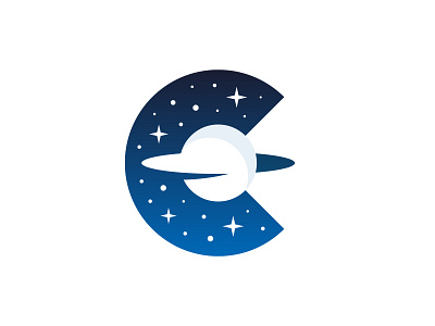 CreatorVerse - Logo Symbol brand identity branding c clean design grid letter c logo minimal nft planet saturn sky star stars