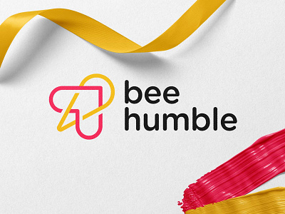 Bee Humble - Logo Design bee brand identity branding clean design gold grid heart logo magenta minimal pink yellow