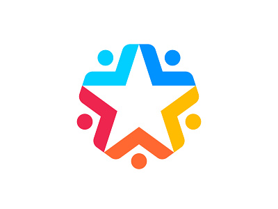 Joyhood - Logo Design Concept branding colors community logo negativespace people spark star symbol