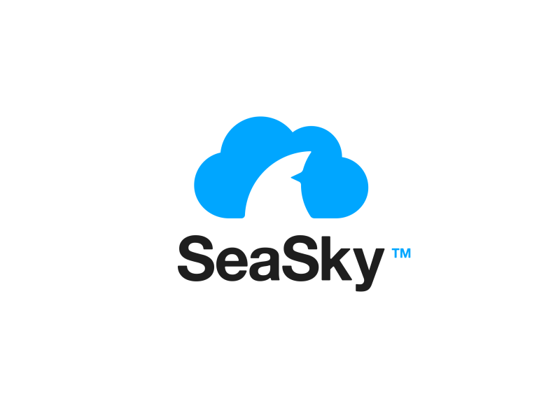 SeaSky - Logo Reveal animation brand identity clean cloud design gif logo minimal shark water