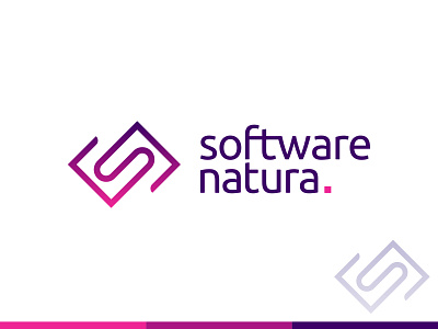 Software Natura - Logo Design brand identity branding clean code design gradient logo mark minimal n pink purple s software symbol typography