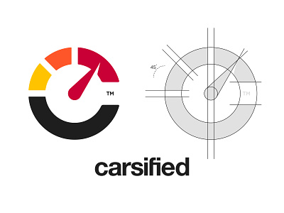 Carsified - Logo Construction brand identity branding car cars clean construction design grid logo minimal speedometer