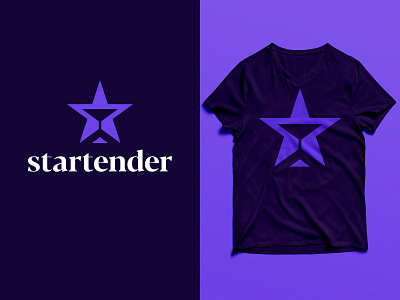 Startender - Logo Design alcohol art bar bartender brand identity branding clean design logo martini minimal purple serif star t shirt