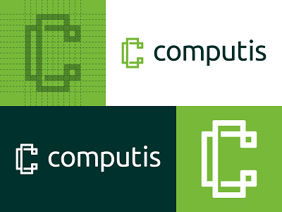Computis - Logo Design bitcoin blockchain brand identity branding c clean cryptocoin cryptocurrency design green grid logo minimal