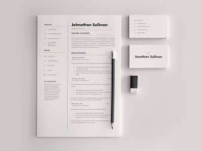 Resume CV and Simple Business Card business business card curriculum minimal resume resume cv template word