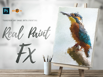 Real Paint FX Photoshop Add-On action add on artwork effect automatic brush brush strokes oil paint effect paint brush paint photo paint splatter painted painted photo effect photo effect photoshop script vfx