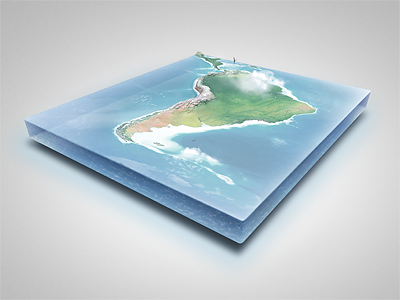 Realistic South America 3D Map - Layered