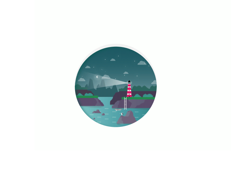 Magic Lighthouse animation art design flat gradient graphic illustration lighthouse loop montain simple vector
