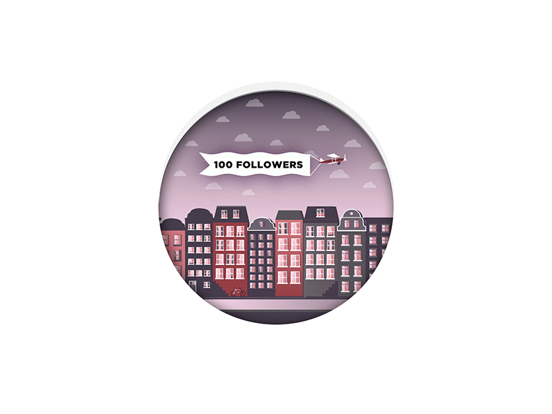 100 Followers! animation art city design flat design gradient graphic design holland illustration loop vector