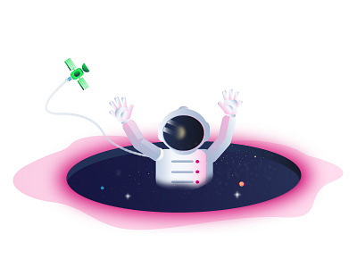 404 Page Illustration 404 astronaut black hole design flat design gradient graphic design illustration planet rocket space vector