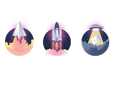 Icons of Subscription art design flat design gradient graphic design icon plane power illustration rocket space vector