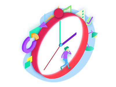Time Recording art avatar clock design flat design gradient graphic design illustration office project management tool running ui vector