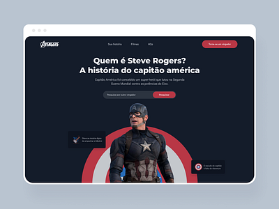 Landing page Captain America | Avangers avangers branding design interaction design ui uidesign ux webdesign