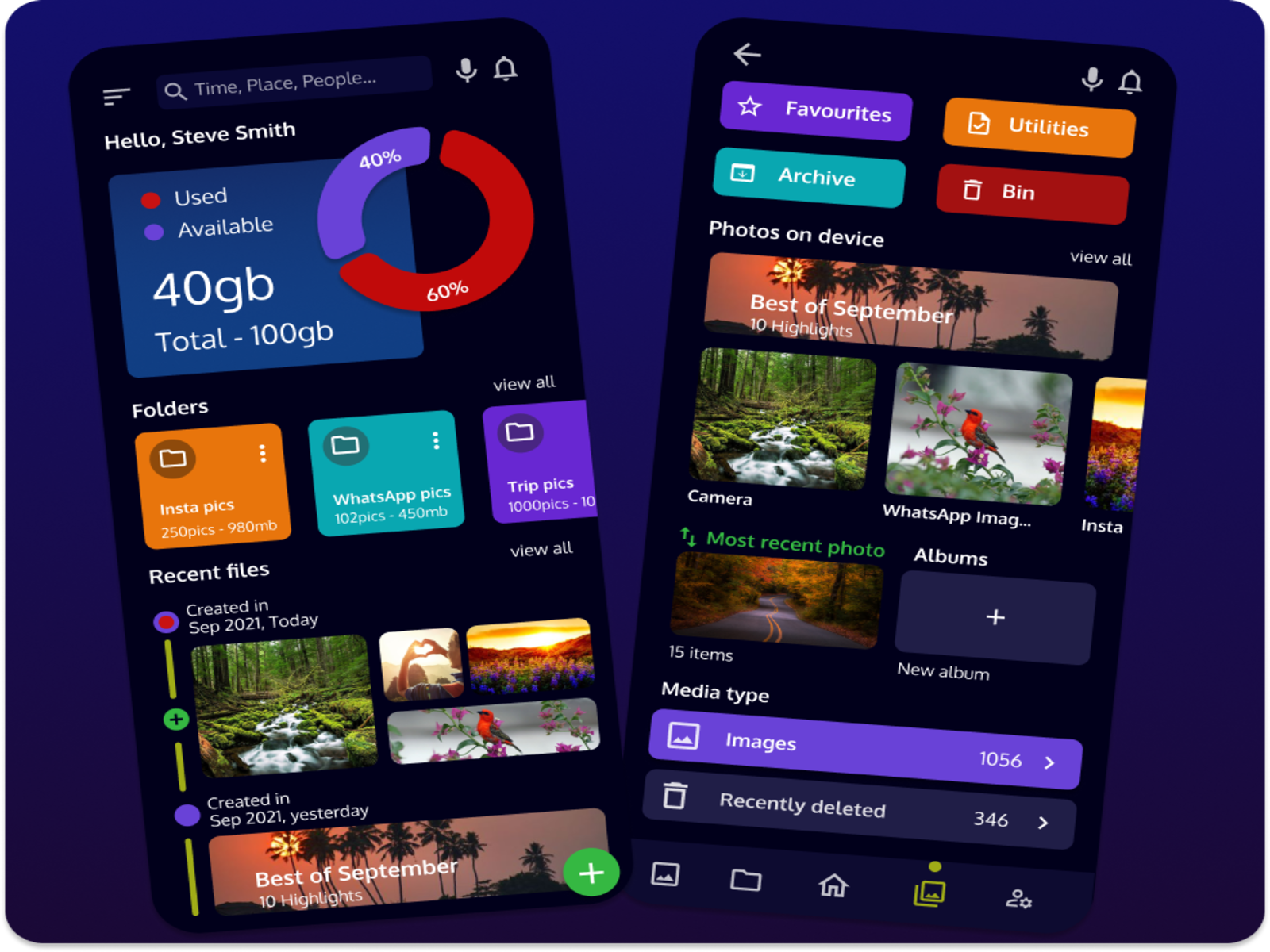 Photo storage mob app design by Siva Sakthi Pandian S on Dribbble