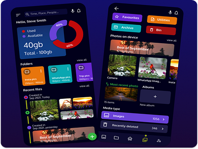 Photo storage mob app design organizer photos storage views