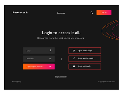 Sign up page UI