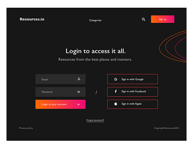 Sign up page UI