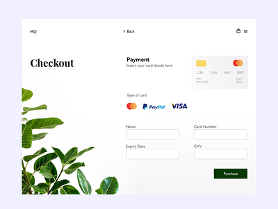 Check out page card card details checkout daily ui challenge green plant ui white mode