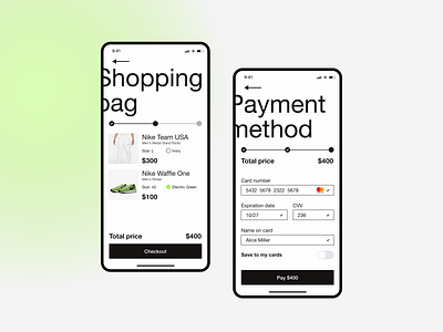 Card checkout app design ui ux