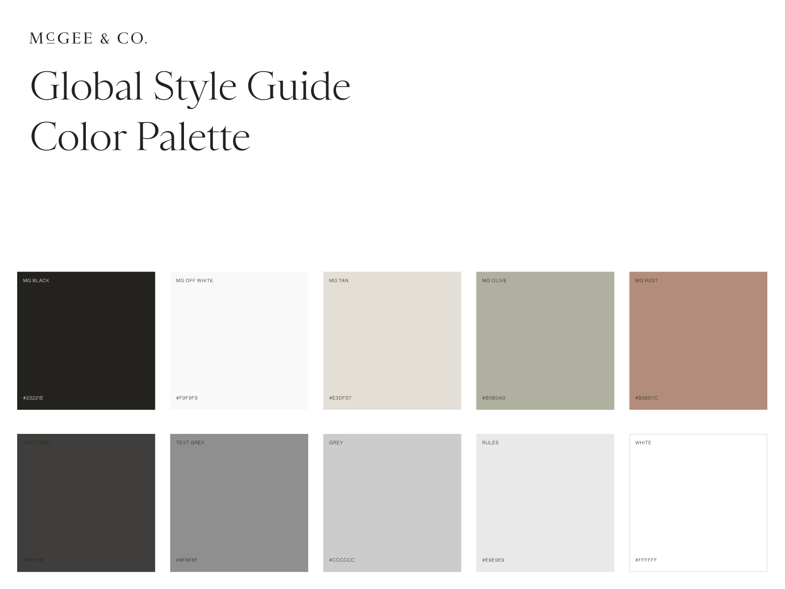 McGee & Co Color Palette by Canvas on Dribbble