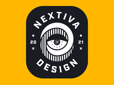 Nextiva Design Team Badge Concepts (2021) animation badge branding crest design eye geometric graphic design icon identity logo minimal motion graphics patch team logo type typography