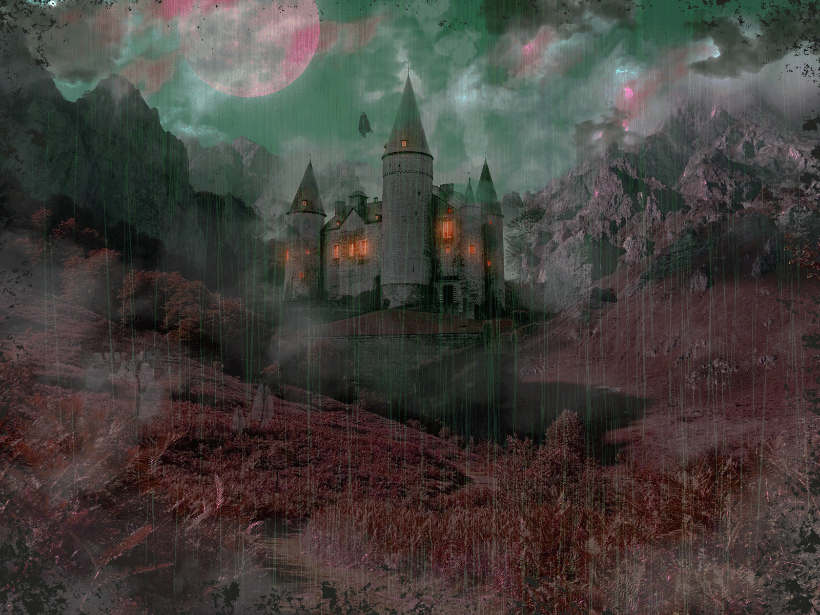 Trick or Treat 🎃 animation blue castle concept dark ghost green halloween illustration october orange photomosh rain scary spooky