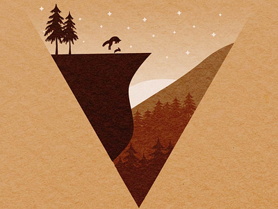 Landscape Fox & Rabbit animal design graphic design illustration landscape