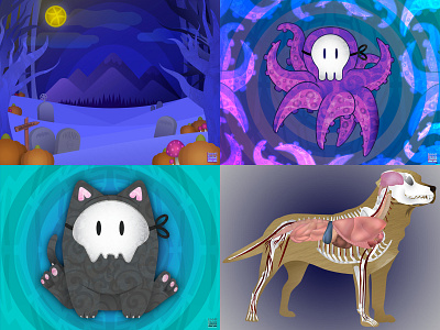 Top four 2018 adobe animals design designeroos figuros halloween haunted illustrations illustrator masked purple spooky