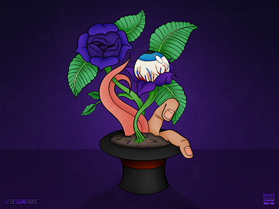 The Magician’s Hat 2d carnivorous plant design drawing dribbble eyeball flowers illustration illustrator photoshop purple sketch wacom zombies