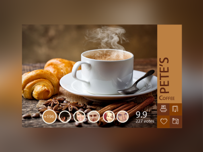 Pete's Coffee app breakfast. cinnamon sticks coffee croissant illustration photoshop ui ux web design