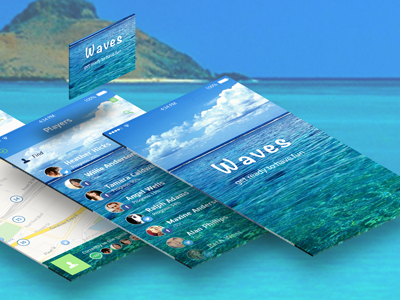 Waves App illustration ocean photoshop rocks ui ux web design