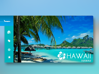 Hawaiin Vacation ad app blue ocean huts palm trees pleasure ui ux vacation web design