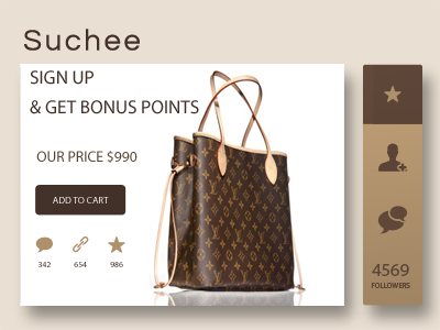 Suchee ad app fashion hand bag leather ui ux web design