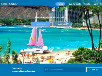 SURFSAND ad app boat good time ocean surf ui ux vacation web design