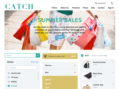 Catch ad app e commerce summer sale ui ux web design