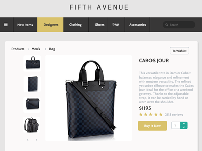 Fifth Avenue App ad app e commerce mens bag sale ui ux web design