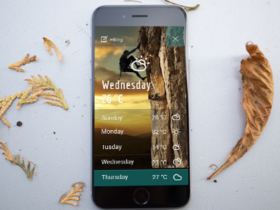 Weather App app calender hiking mountain outdoor ui ux web design