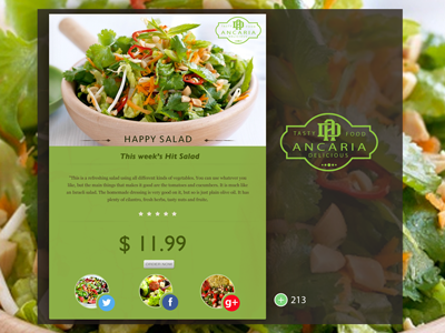Happy Salad ad app food fun salad social netwoking ui ux web design