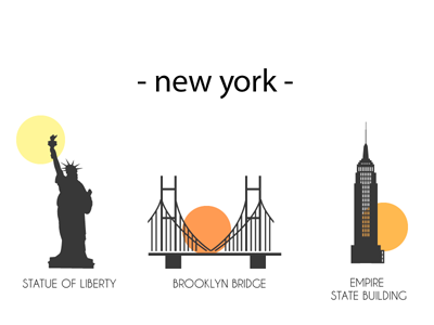 new york city landmarks illustration vacation