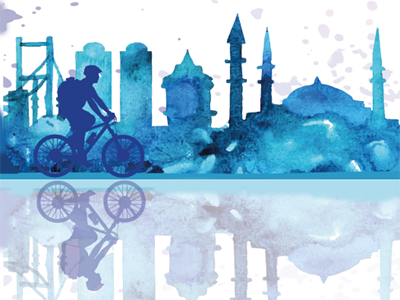 Bike ride bike illustration vacation world landmarks