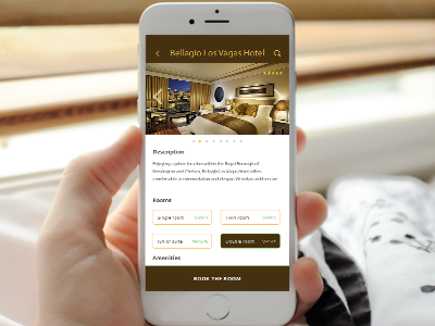 Bellagio ad app book a room e commerce hotel ui ux vacation