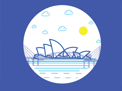 Sydney bridges illustration ocean opra house sydney