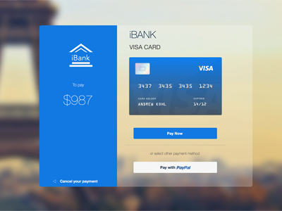 iBANK and banking app app design payment ui ux visa card