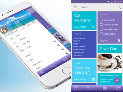 iFly airlines app app design business flights inbox landmark list travel ui ux